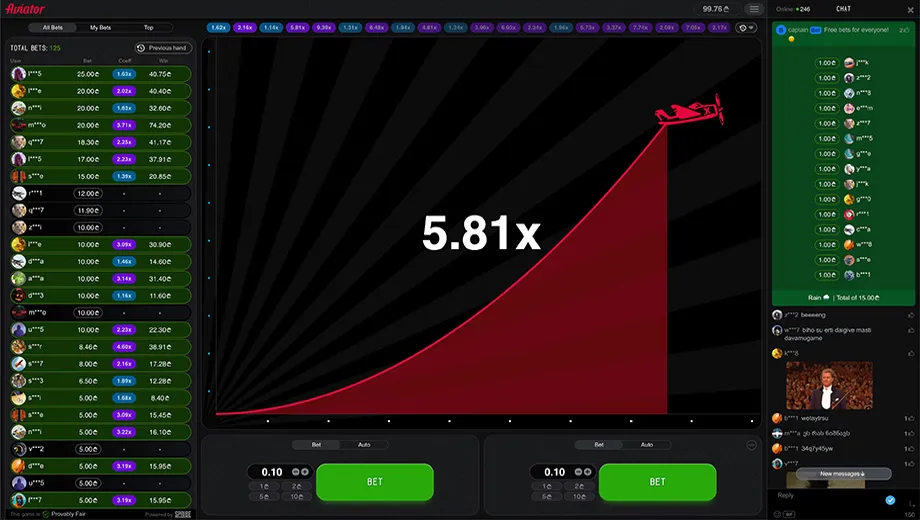 Player winning big on online aviator with multiplier display